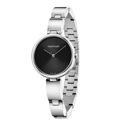 Đồng Hồ Nữ Calvin Klein Women K9U23146 Wavy 32mm Silver Dial Stainless Steel Watch Màu Bạc Mặt Đen