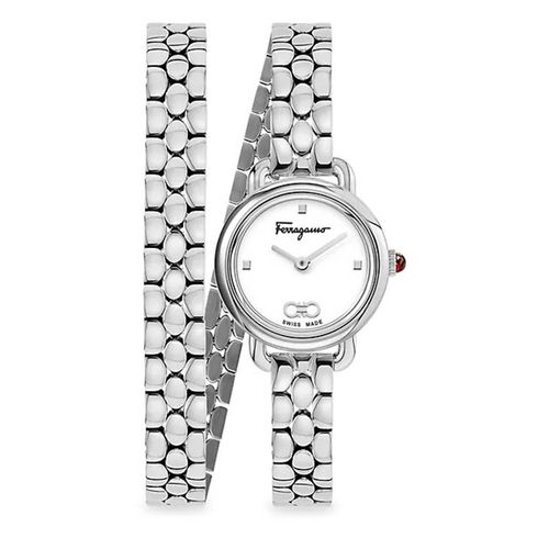 Đồng Hồ Nữ Salvatore Ferragamo Varina Stainless Steel Double-Wrap Bracelet Watch Màu Bạc