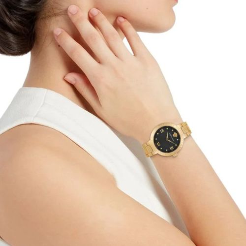 Đồng Hồ Nữ Versace Greca Lady Quartz Black Dial Ladies Watch VE2K00721 Màu Vàng Gold-4
