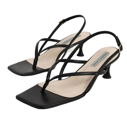 Giày Cao Gót Nữ Charles & Keith CNK Slingback Thong Sandals 60050955 Màu Đen