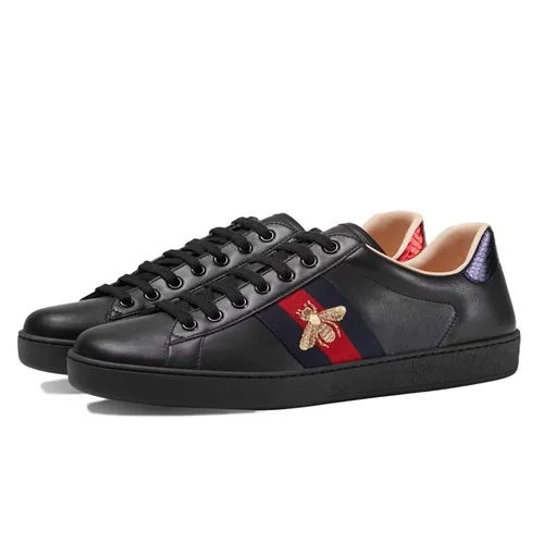 Giày Gucci Men's Ace Embroidered Sneaker Màu Đen Size 6.5