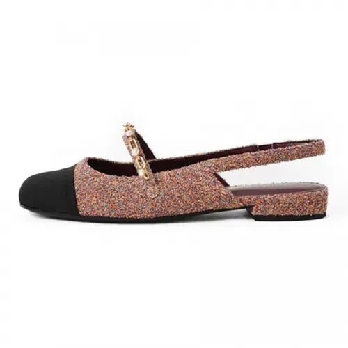 Giày Nữ Charles & Keith CNK Beaded Chain-Link Linen & Grosgrain Slingback Mary Janes 70900382 Phối Màu