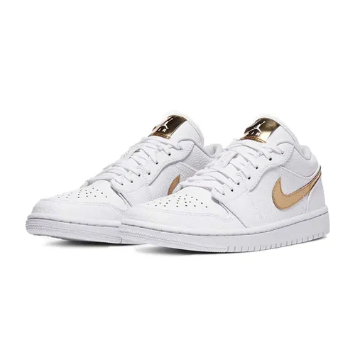 Giày Thể Thao Nike Air Jordan 1 Low White Metallic Gold Màu Trắng