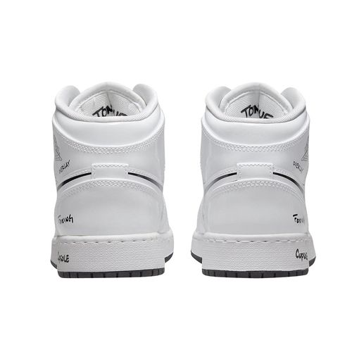 Giày Thể Thao Nike Air Jordan 1 Mid GS Schematic Màu Trắng Size 37.5-4