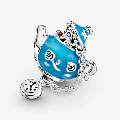 Hạt Vòng Charm Pandora Disney Alice In Wonderland, Unbirthday Party Teapot 799345C01 Màu Bạc Xanh-5