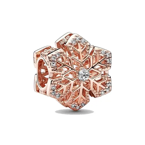 Hạt Vòng Charm Pandora Festive Snowflake 782378C01 Màu Vàng Hồng