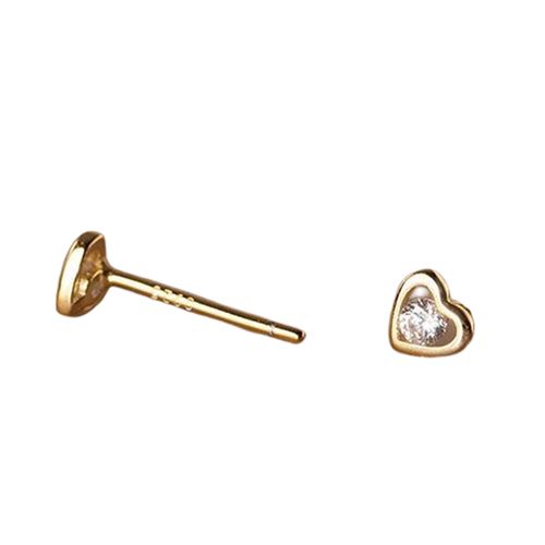 Khuyên Tai LiLi Jewelry Mini Hình Trái Tim Đính Đá CZ Lili_363144 Màu Vàng