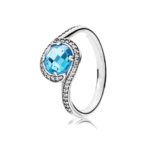 Nhẫn Pandora Sky Blue Radiant Embellishment Ring 190968NBS Màu Xanh Bạc