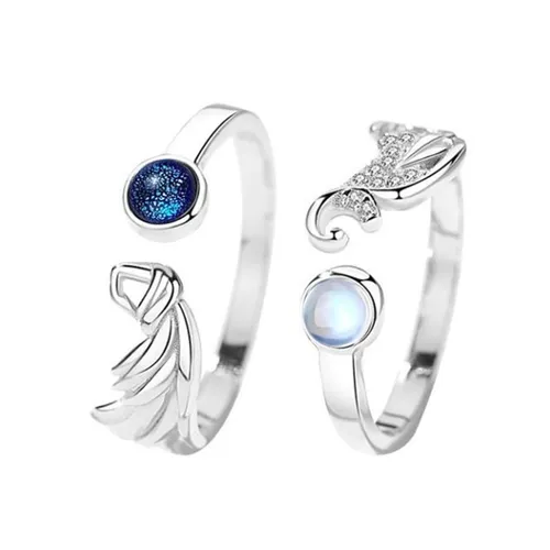 Nhẫn Đôi LiLi Jewelry Dạng Mở Đính Đá CZ Lili_377628 Màu Bạc