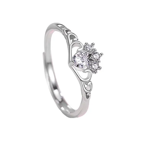 Nhẫn LiLi Jewelry Hình Vương Miện Đính Đá Cz Lili_155843 Màu Bạc