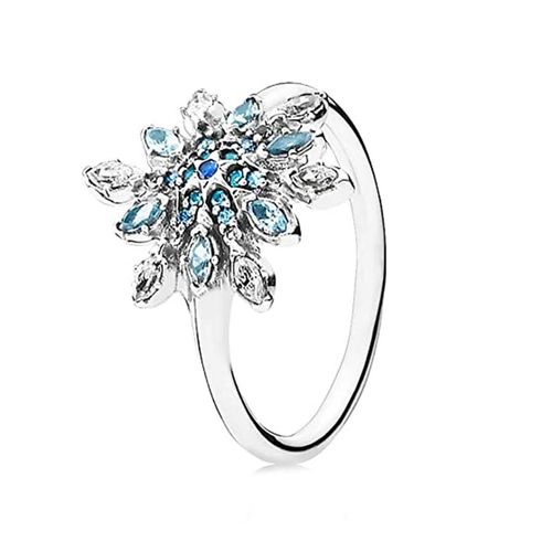 Nhẫn Pandora Crystallized Snowflake Ring  190969NBLMX Màu Xanh Bạc
