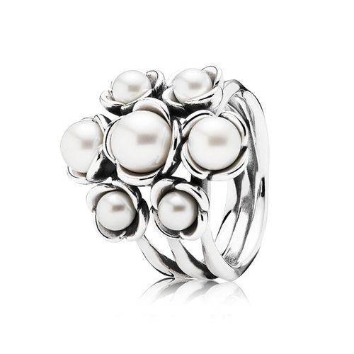 Nhẫn Pandora Sterling Silver Wishful Thinking Ring with White Freshwater Pearls - 190887P Màu Bạc Size 50