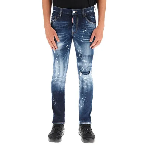 Quần Jeans Dsquared2 Tag Leather Skater S71LB0944 S30685 Màu Xanh Size 46