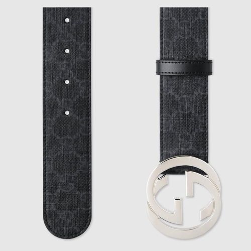 Thắt Lưng Gucci GG Supreme Belt With G Buckle Màu Đen Xám 4cm Size 100-2