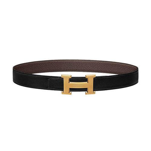 Thắt Lưng Hermès H Guillochee Belt Buckle & Reversible Leather Strap 32mm Màu Đen Nâu Size 100-1