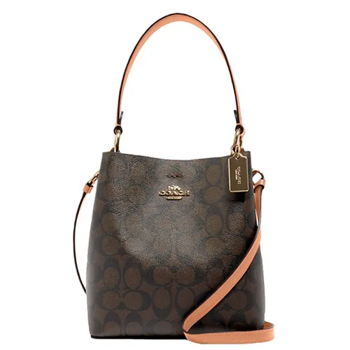 Túi Đeo Chéo Nữ Coach Small Town Bucket Bag In Signature 2312 Màu Nâu Đen