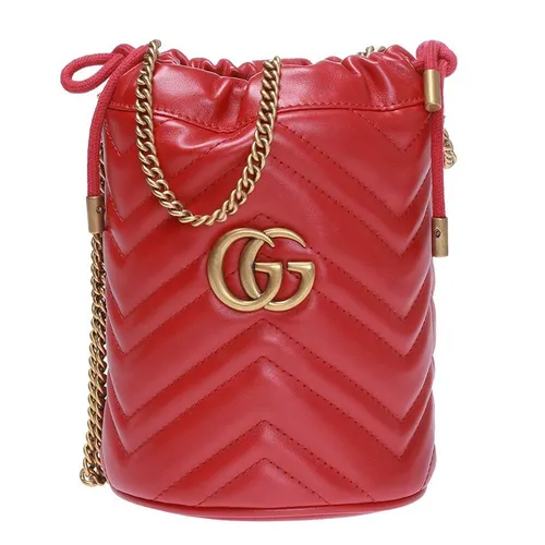 Túi Bucket Mini Gucci GG Marmont Đỏ