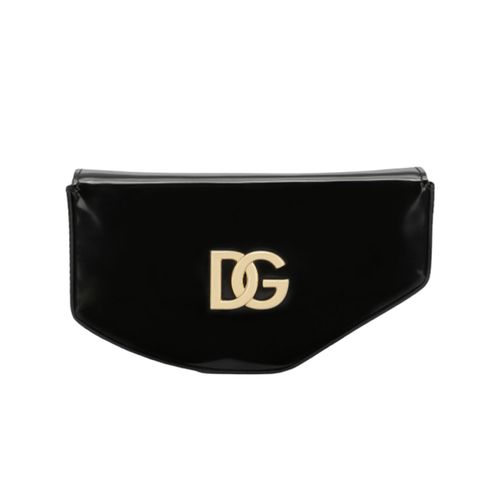 Túi Đeo Vai Nữ Dolce & Gabbana D&G Polished Calfskin Moon Bag With DG Logo Màu Đen