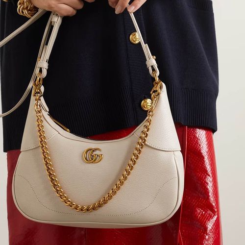 Túi Đeo Vai Gucci Aphrodite Chain Embellished Textured Leather Shoulder Bag Màu Trắng-6