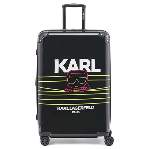 Vali Karl Lagerfeld Women's Black Peeking Karl Hardside Spinner Màu Đen Vàng Size 24
