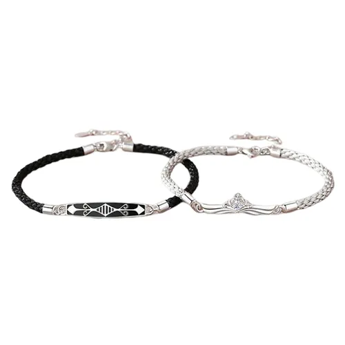Trang sức - Vòng Đeo Tay Đôi LiLi Jewelry Đính Đá CZ Charles Lili_464255 Màu Xám/Đen - Vua Hàng Hiệu