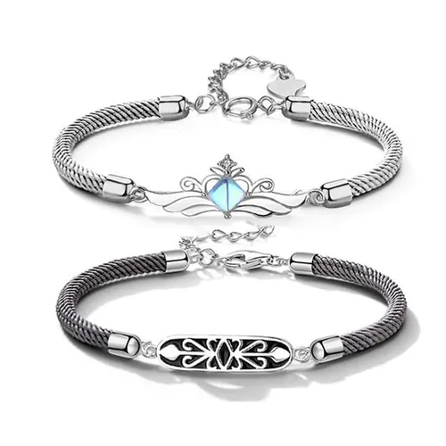 Vòng Đeo Tay Đôi LiLi Jewelry Đính Đá CZ Princess And Knight Lili_665879 Màu Xám/Trắng - Trang sức - Vua Hàng Hiệu