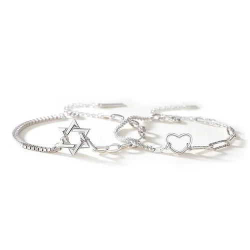 Vòng Đeo Tay Đôi LiLi Jewelry Hình Trái Tim, Ngôi Sao Lili_976985 Màu Bạc - Trang sức - Vua Hàng Hiệu