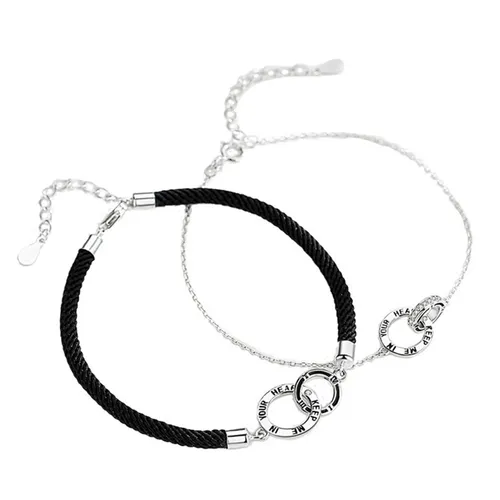 Lili Jewelry Nữ Vòng đeo tay Bạc 925 - Vòng Đeo Tay Đôi LiLi Jewelry Keep Me In Your Heart Lili_845123 Màu Đen/Bạc - Vua Hàng Hiệu