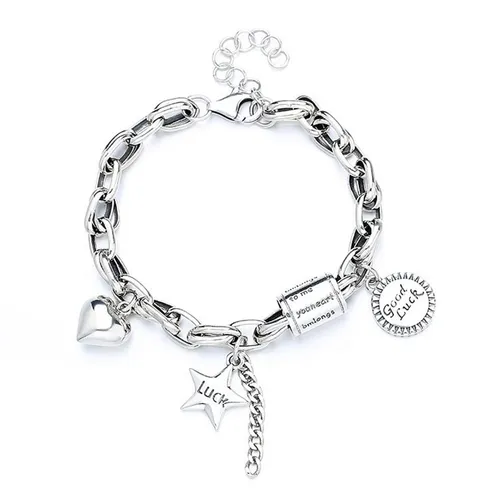 Lili Jewelry Nữ Vòng đeo tay Bạc 925 - Vòng Đeo Tay LiLi Jewelry Chi Tiết Ngôi Sao, Trái Tim, Tròn Lili_884778 Màu Bạc - Vua Hàng Hiệu
