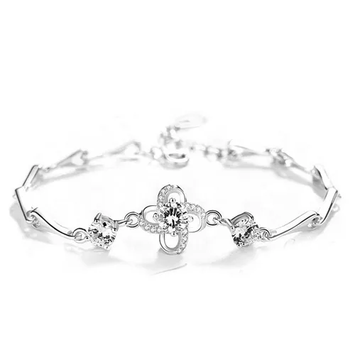 Vòng Đeo Tay LiLi Jewelry Cỏ Bốn Lá Edana Đính Đá CZ Lili_955639 Màu Bạc