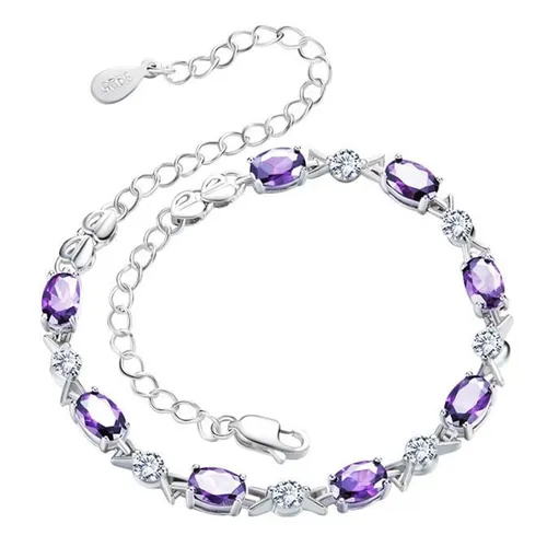 Vòng Đeo Tay LiLi Jewelry Đính Đá CZ Lili_172174 Màu Bạc Tím