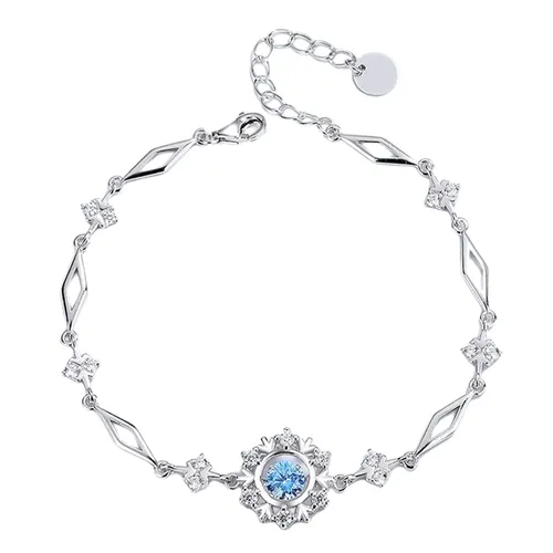 Vòng Đeo Tay LiLi Jewelry Hình Bông Tuyết Đính Đá CZ Lili_994191 Màu Bạc Xanh - Trang sức - Vua Hàng Hiệu