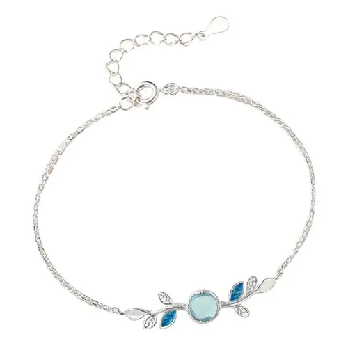 Vòng Đeo Tay LiLi Jewelry Hình Cành Lộc Đính Đá CZ Lili_247931 Màu Bạc/Xanh - Trang sức - Vua Hàng Hiệu