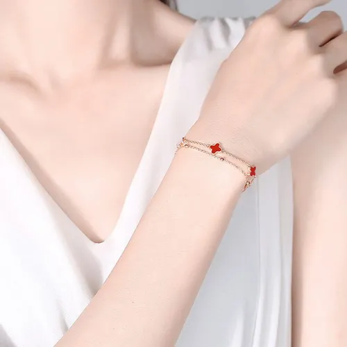 Lili Jewelry Nữ Vòng đeo tay Bạc 925 - Vòng Đeo Tay LiLi Jewelry Hình Cỏ Bốn Lá Lili_527629 Màu Vàng Hồng Mặt Trắng Đỏ - Vua Hàng Hiệu