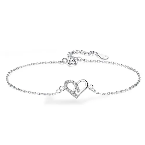 Vòng Đeo Tay LiLi Jewelry Hình Trái Tim Heart To Heart Đính Đá CZ Lili_919238 Màu Bạc - Trang sức - Vua Hàng Hiệu