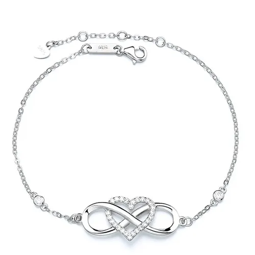 Vòng Đeo Tay LiLi Jewelry Hình Trái Tim Vô Cực Đính Đá CZ Lili_712458 Màu Bạc - Trang sức - Vua Hàng Hiệu