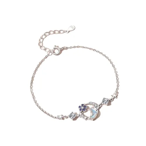 Vòng Đeo Tay LiLi Jewelry Hình Trăng Sao Đính Đá CZ Lili_743195 Màu Bạc