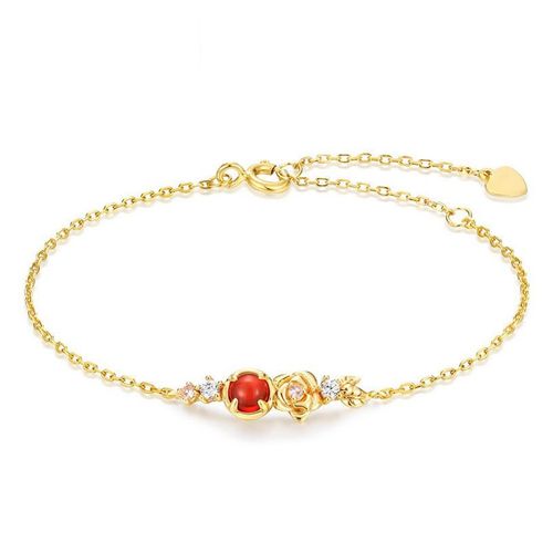 Vòng Đeo Tay LiLi Jewelry Rose Mạ Vàng Đính Đá Garnet, CZ Lili_886825 Màu Vàng Gold