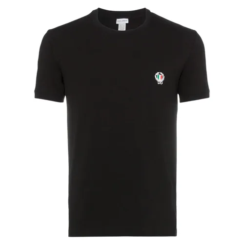 Áo Phông Nam Dolce & Gabbana D&G Logo Embroidered In Black M8C03J FUECG N0000 Màu Đen