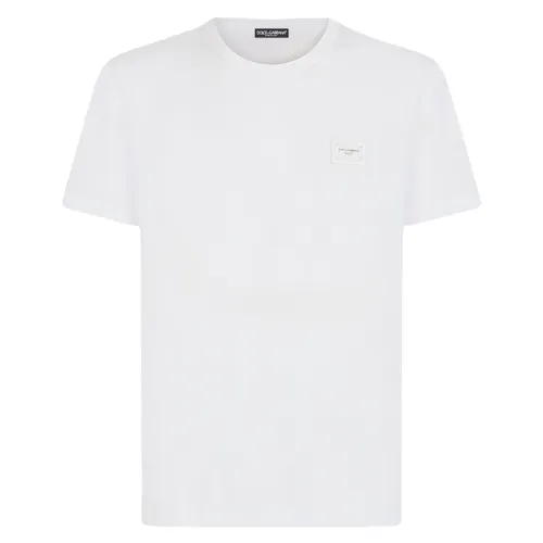 Áo Phông Nam Dolce & Gabbana D&G Logo Embroidered In White G8KJ9T FU7EQ W0800 Màu Trắng Size 48
