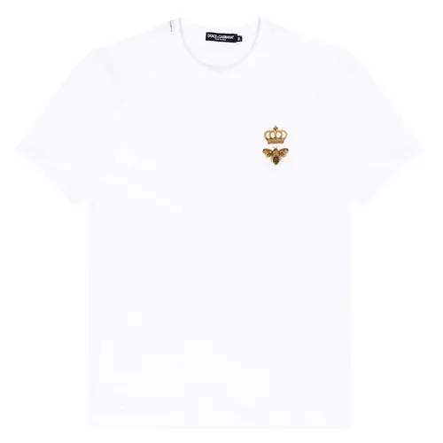 Áo Phông Nam Dolce & Gabbana D&G White Cotton Logo Embroidered G8JX7Z G7WUQ W0800 Màu Trắng Size 48