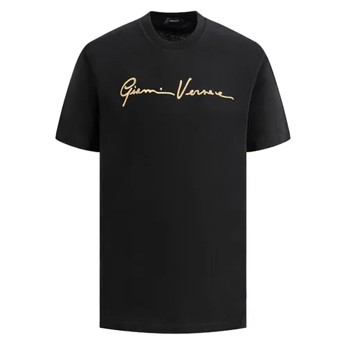Áo Phông Versace Gianni Signature Gold Embroidered Black 1006217 1A04235 2B130 Màu Đen Size S