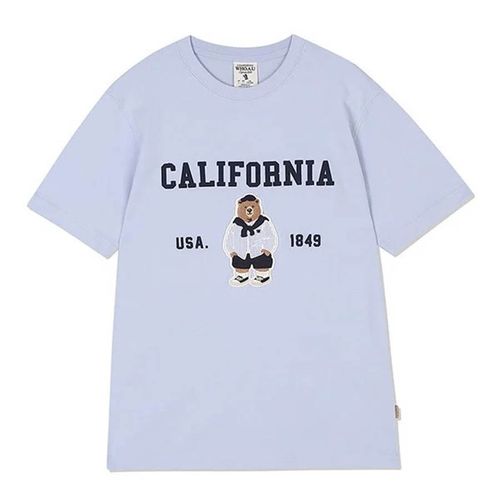 Áo Phông WHOAU California Steve Patch T-shirt Màu Xanh Nhạt