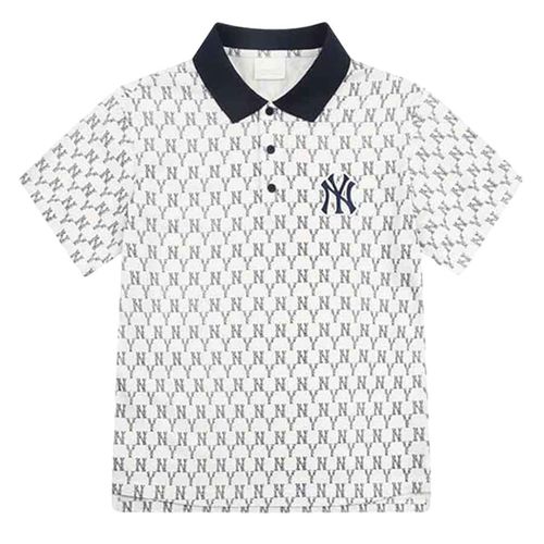 Áo Polo MLB Monogram Allover Collar Short Sleeve T-shirt New York Yankees 31TSQM131-50N Size M