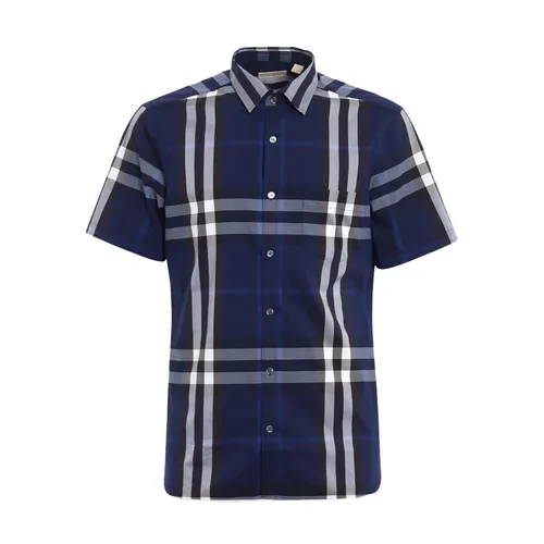 Áo Sơ Mi Burberry Plaid Short Sleeve Shirt Navy - 40039361 Màu Xanh Navy Size L