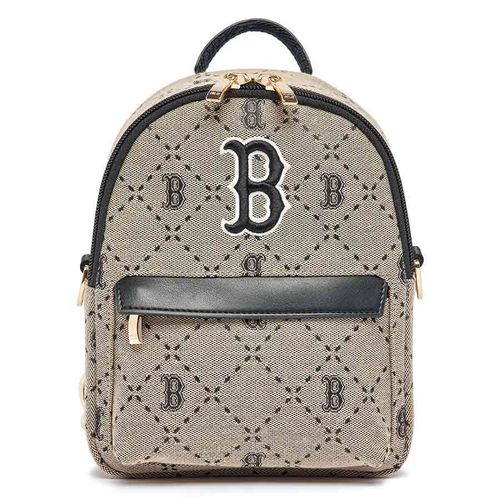 Balo Trẻ Em MLB Diamond Monogram Jacquard Mini Backpack Boston 7ABKMD23N-50BKS Màu Be Đậm
