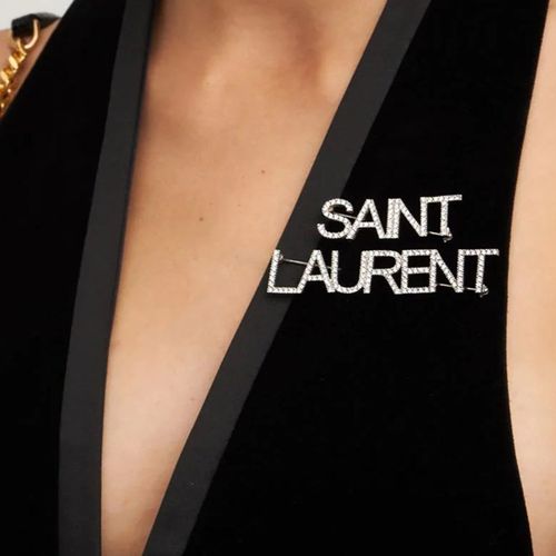 Cài Áo Yves Saint Laurent YSL Brooches In Brass And Crystal 586493Y15268368 Màu Bạc-1
