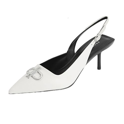 Giày Cao Gót Nữ Pedro Icon Leather Pointed Toe Slingback Heels  Chalk PW1-26680024 Màu Trắng Size 38