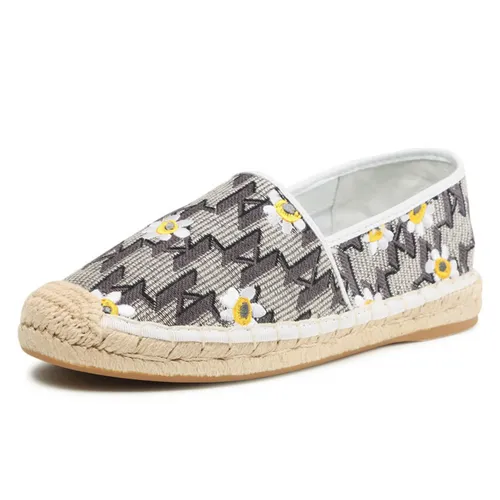 Giày Cói Slip On Karl Lagerfeld Espadrile KL80122 Lt Canvas W Màu Xám Vàng Size 36
