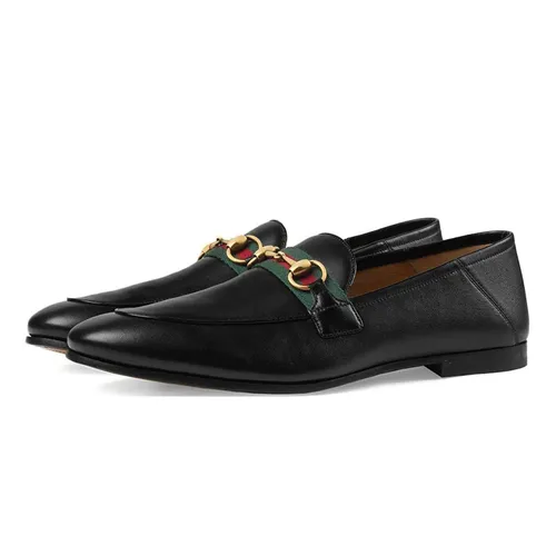 Giày Gucci Men's Leather Horsebit Loafer With Web Màu Đen - Giày - Vua Hàng Hiệu